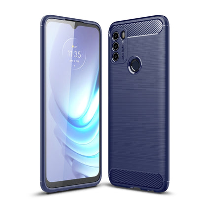 For Motorola Moto G50 Brushed Texture Carbon Fiber TPU Case(Blue) - Motorola Cases by buy2fix | Online Shopping UK | buy2fix
