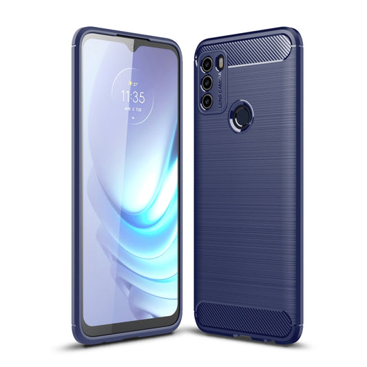 For Motorola Moto G50 Brushed Texture Carbon Fiber TPU Case(Blue) - Motorola Cases by buy2fix | Online Shopping UK | buy2fix