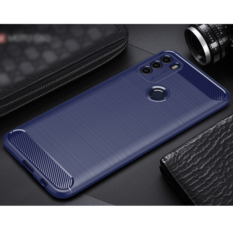 For Motorola Moto G50 Brushed Texture Carbon Fiber TPU Case(Blue) - Motorola Cases by buy2fix | Online Shopping UK | buy2fix