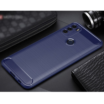 For Motorola Moto G50 Brushed Texture Carbon Fiber TPU Case(Blue) - Motorola Cases by buy2fix | Online Shopping UK | buy2fix