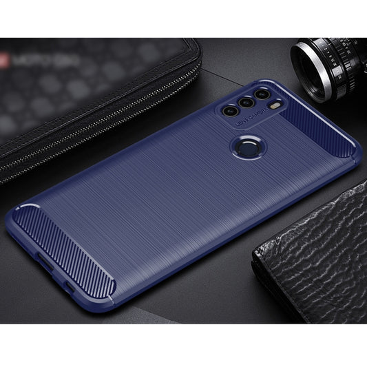 For Motorola Moto G50 Brushed Texture Carbon Fiber TPU Case(Blue) - Motorola Cases by buy2fix | Online Shopping UK | buy2fix
