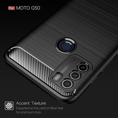 For Motorola Moto G50 Brushed Texture Carbon Fiber TPU Case(Blue) - Motorola Cases by buy2fix | Online Shopping UK | buy2fix