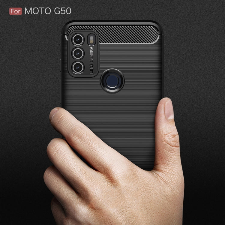 For Motorola Moto G50 Brushed Texture Carbon Fiber TPU Case(Blue) - Motorola Cases by buy2fix | Online Shopping UK | buy2fix