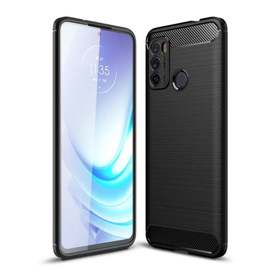 For Motorola Moto G60 Brushed Texture Carbon Fiber TPU Case(Black)