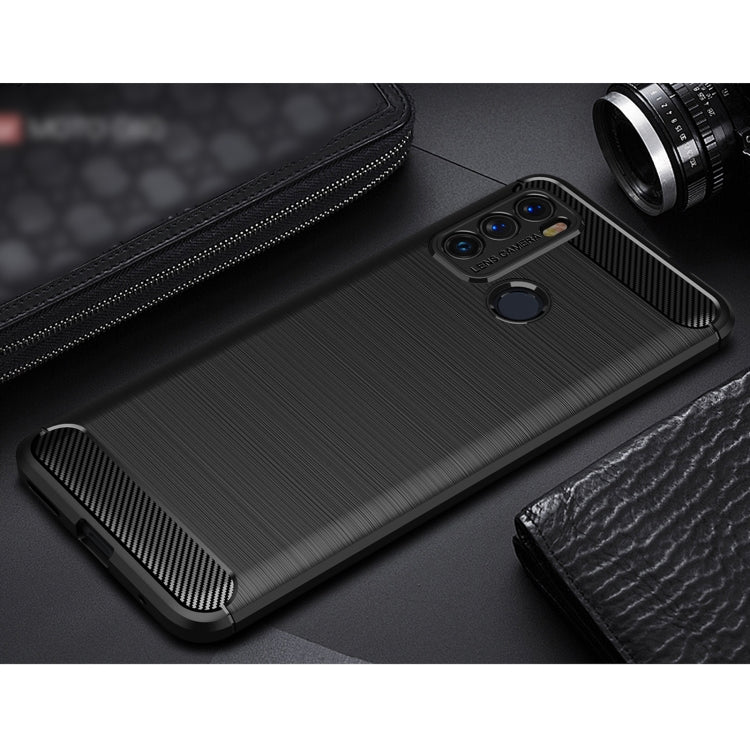 For Motorola Moto G60 Brushed Texture Carbon Fiber TPU Case(Black) - Motorola Cases by buy2fix | Online Shopping UK | buy2fix