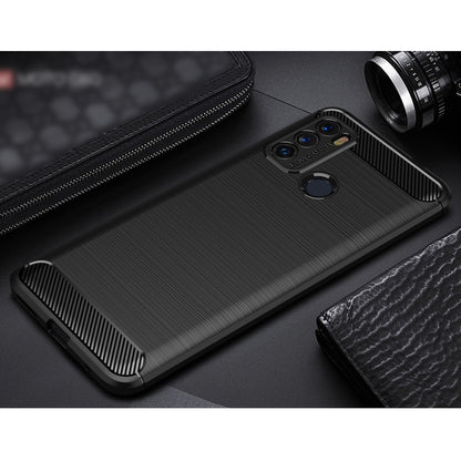 For Motorola Moto G60 Brushed Texture Carbon Fiber TPU Case(Black) - Motorola Cases by buy2fix | Online Shopping UK | buy2fix