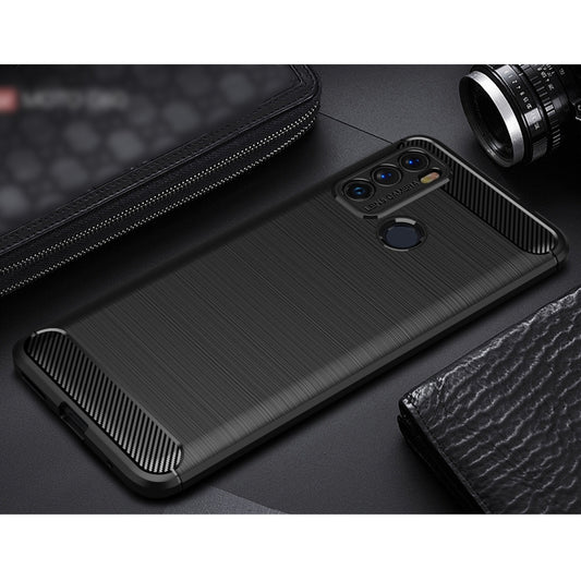 For Motorola Moto G60 Brushed Texture Carbon Fiber TPU Case(Black) - Motorola Cases by buy2fix | Online Shopping UK | buy2fix