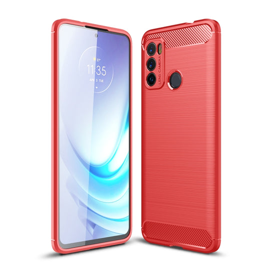 For Motorola Moto G60 Brushed Texture Carbon Fiber TPU Case(Red) - Motorola Cases by buy2fix | Online Shopping UK | buy2fix