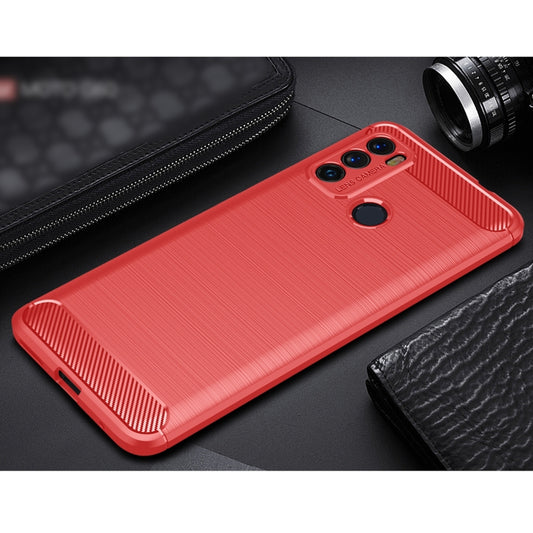 For Motorola Moto G60 Brushed Texture Carbon Fiber TPU Case(Red) - Motorola Cases by buy2fix | Online Shopping UK | buy2fix