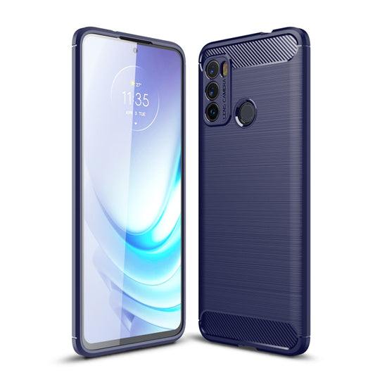 For Motorola Moto G60 Brushed Texture Carbon Fiber TPU Case(Blue) - Motorola Cases by buy2fix | Online Shopping UK | buy2fix