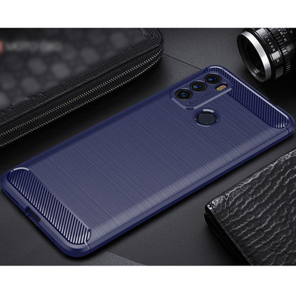 For Motorola Moto G60 Brushed Texture Carbon Fiber TPU Case(Blue) - Motorola Cases by buy2fix | Online Shopping UK | buy2fix