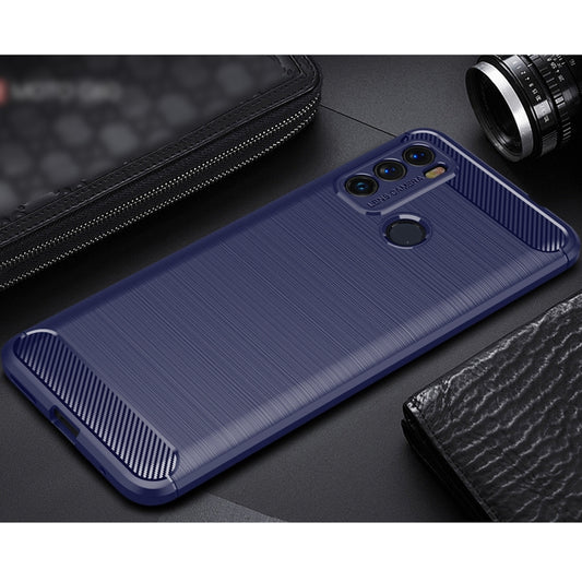 For Motorola Moto G60 Brushed Texture Carbon Fiber TPU Case(Blue) - Motorola Cases by buy2fix | Online Shopping UK | buy2fix