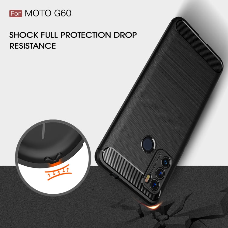 For Motorola Moto G60 Brushed Texture Carbon Fiber TPU Case(Blue) - Motorola Cases by buy2fix | Online Shopping UK | buy2fix