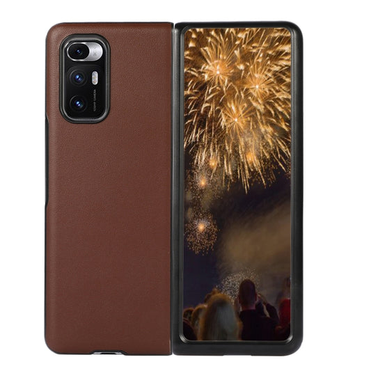 For Xiaomi Mi Mix Fold Genuine Leather Lambskin Texture Folding Protective Case(Brown) - Xiaomi Cases by buy2fix | Online Shopping UK | buy2fix