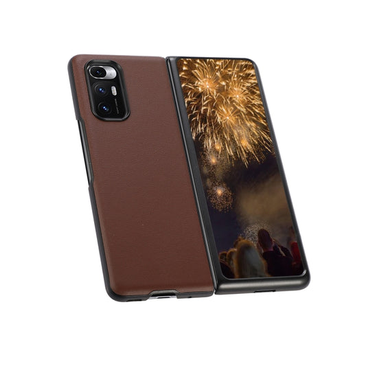 For Xiaomi Mi Mix Fold Genuine Leather Lambskin Texture Folding Protective Case(Brown) - Xiaomi Cases by buy2fix | Online Shopping UK | buy2fix