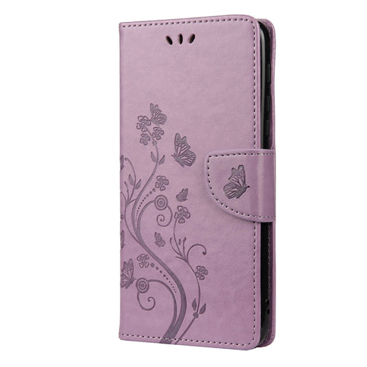 For Motorola Moto G30 Butterfly Flower Pattern Horizontal Flip Leather Case with Holder & Card Slots & Wallet(Light Purple) - Motorola Cases by buy2fix | Online Shopping UK | buy2fix