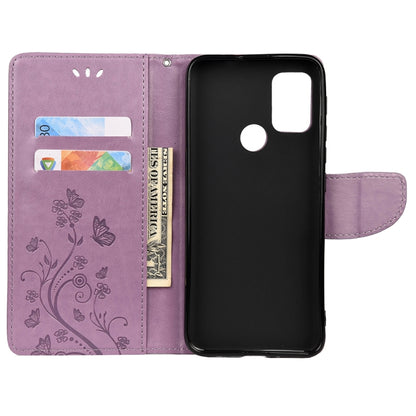 For Motorola Moto G30 Butterfly Flower Pattern Horizontal Flip Leather Case with Holder & Card Slots & Wallet(Light Purple) - Motorola Cases by buy2fix | Online Shopping UK | buy2fix