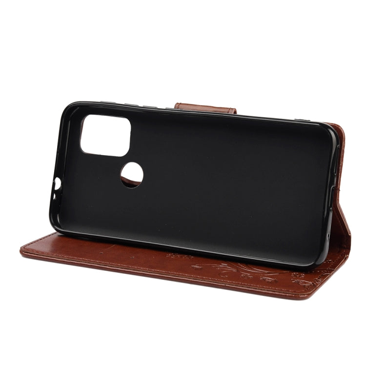 For Motorola Moto G30 Butterfly Flower Pattern Horizontal Flip Leather Case with Holder & Card Slots & Wallet(Brown) - Motorola Cases by buy2fix | Online Shopping UK | buy2fix