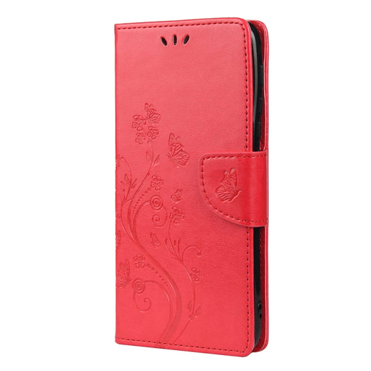 For Motorola Moto G30 Butterfly Flower Pattern Horizontal Flip Leather Case with Holder & Card Slots & Wallet(Red) - Motorola Cases by buy2fix | Online Shopping UK | buy2fix