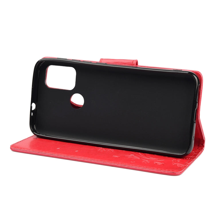 For Motorola Moto G30 Butterfly Flower Pattern Horizontal Flip Leather Case with Holder & Card Slots & Wallet(Red) - Motorola Cases by buy2fix | Online Shopping UK | buy2fix