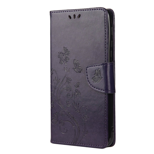 For Motorola Moto G30 Butterfly Flower Pattern Horizontal Flip Leather Case with Holder & Card Slots & Wallet(Deep Purple) - Motorola Cases by buy2fix | Online Shopping UK | buy2fix