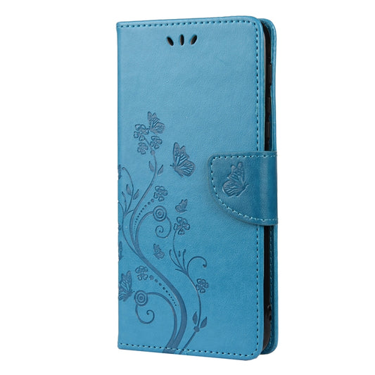 For Motorola Moto G30 Butterfly Flower Pattern Horizontal Flip Leather Case with Holder & Card Slots & Wallet(Blue) - Motorola Cases by buy2fix | Online Shopping UK | buy2fix