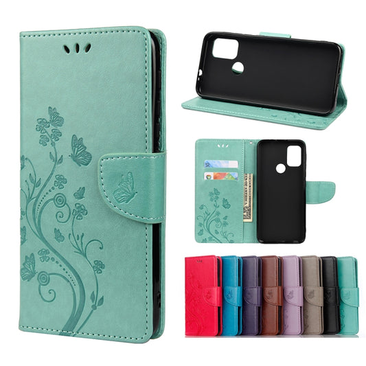 For Motorola Moto G30 Butterfly Flower Pattern Horizontal Flip Leather Case with Holder & Card Slots & Wallet(Green) - Motorola Cases by buy2fix | Online Shopping UK | buy2fix