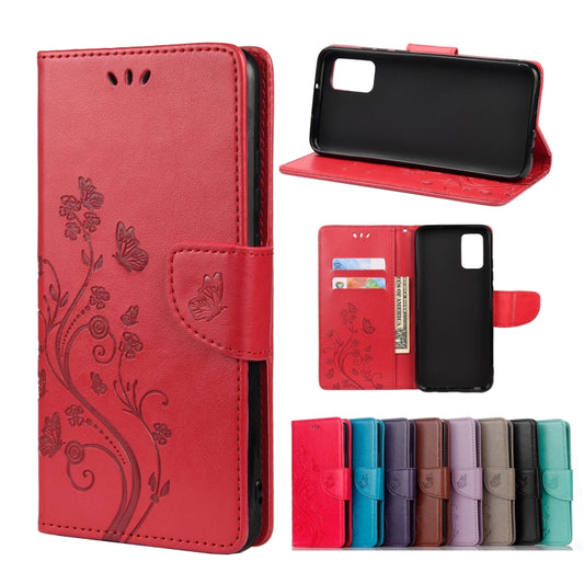 For Xiaomi Redmi Note 10 5G Butterfly Flower Pattern Horizontal Flip Leather Case with Holder & Card Slots & Wallet(Red) - Xiaomi Cases by buy2fix | Online Shopping UK | buy2fix