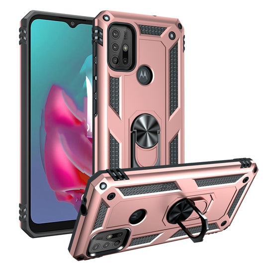 For Motorola Moto G10 / G30 Shockproof TPU + PC Protective Case with 360 Degree Rotating Holder(Rose Gold) - Motorola Cases by buy2fix | Online Shopping UK | buy2fix