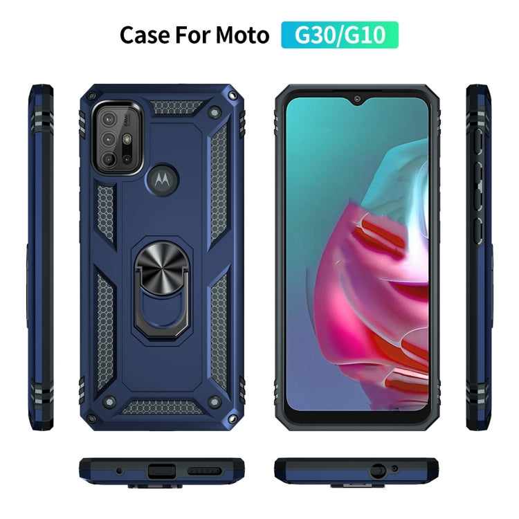 For Motorola Moto G10 / G30 Shockproof TPU + PC Protective Case with 360 Degree Rotating Holder(Blue) - Motorola Cases by buy2fix | Online Shopping UK | buy2fix