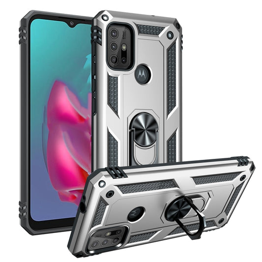 For Motorola Moto G10 / G30 Shockproof TPU + PC Protective Case with 360 Degree Rotating Holder(Silver) - Motorola Cases by buy2fix | Online Shopping UK | buy2fix