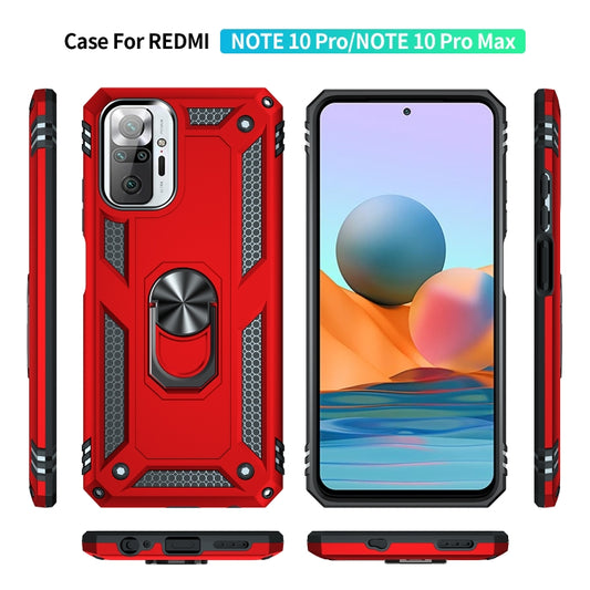 For Xiaomi Redmi Note 10 Pro Shockproof TPU + PC Protective Case with 360 Degree Rotating Holder(Red) - Xiaomi Cases by buy2fix | Online Shopping UK | buy2fix