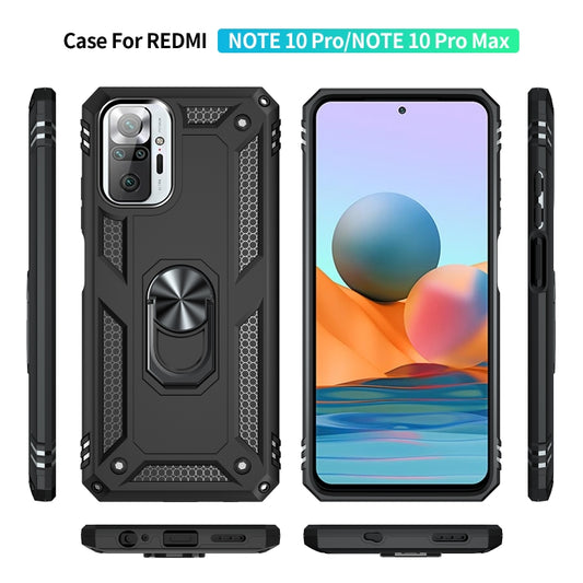 For Xiaomi Redmi Note 10 Pro Shockproof TPU + PC Protective Case with 360 Degree Rotating Holder(Black) - Xiaomi Cases by buy2fix | Online Shopping UK | buy2fix