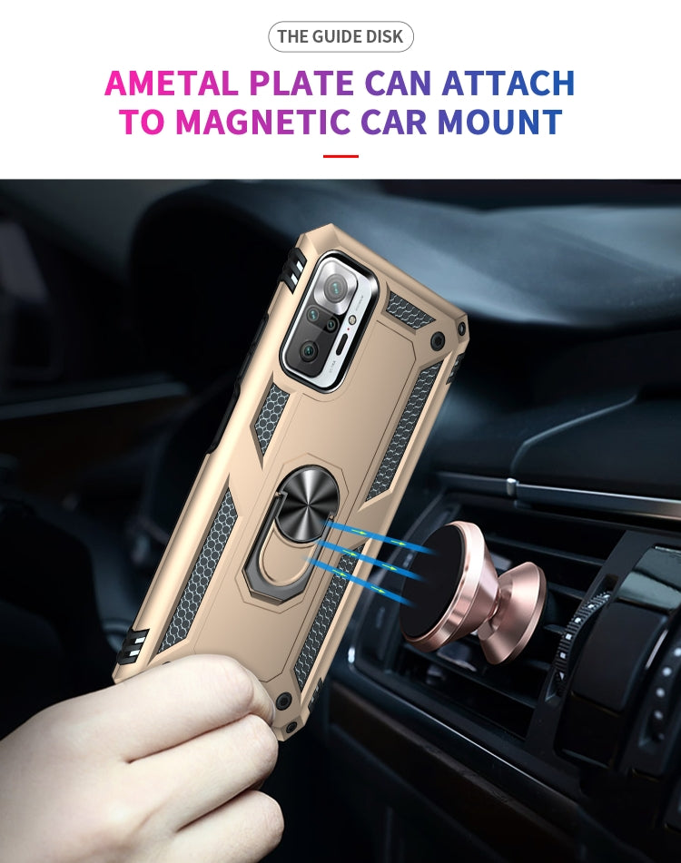 For Xiaomi Redmi Note 10 Pro Max Shockproof TPU + PC Protective Case with 360 Degree Rotating Holder(Gold) - Xiaomi Cases by buy2fix | Online Shopping UK | buy2fix