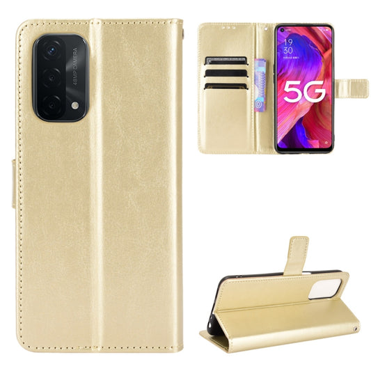 For OPPO A54 5G / A74 5G / A93 5G Crazy Horse Texture Horizontal Flip Leather Case with Holder & Card Slots & Lanyard(Gold) by buy2fix