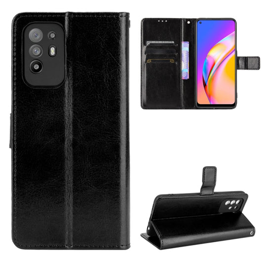 For OPPO A94 5G / Reno5 Z 5G / F19 Pro+ 5G Crazy Horse Texture Horizontal Flip Leather Case with Holder & Card Slots & Lanyard(Black) by buy2fix