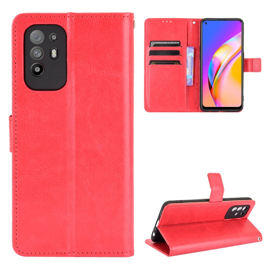 For OPPO A94 5G / Reno5 Z 5G / F19 Pro+ 5G Crazy Horse Texture Horizontal Flip Leather Case with Holder & Card Slots & Lanyard(Red) by buy2fix