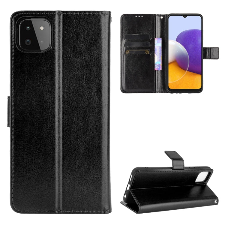 For Samsung Galaxy A22 5G Crazy Horse Texture Horizontal Flip Leather Case with Holder & Card Slots & Lanyard(Black) by buy2fix