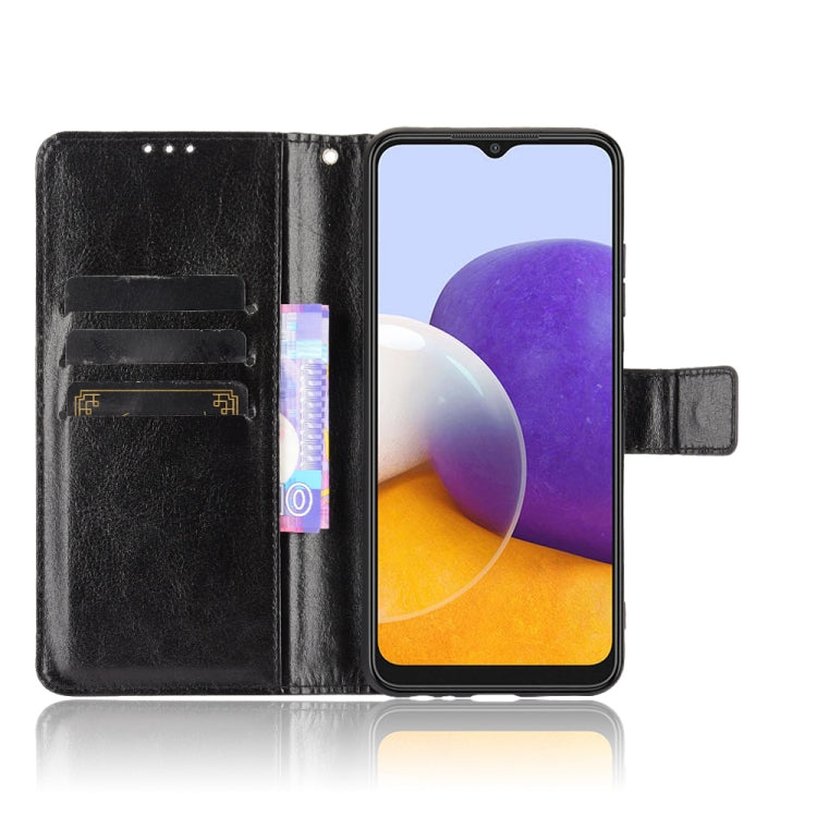 For Samsung Galaxy A22 5G Crazy Horse Texture Horizontal Flip Leather Case with Holder & Card Slots & Lanyard(Black) by buy2fix