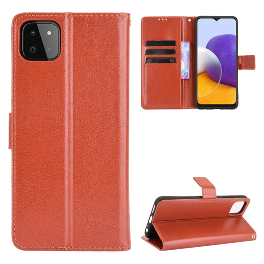 For Samsung Galaxy A22 5G Crazy Horse Texture Horizontal Flip Leather Case with Holder & Card Slots & Lanyard(Brown) by buy2fix
