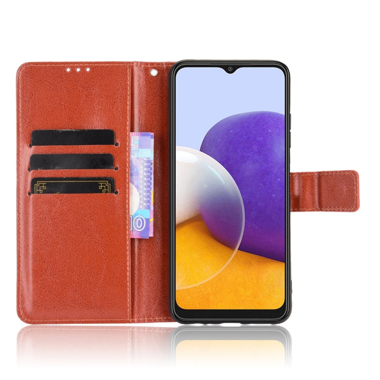 For Samsung Galaxy A22 5G Crazy Horse Texture Horizontal Flip Leather Case with Holder & Card Slots & Lanyard(Brown) by buy2fix