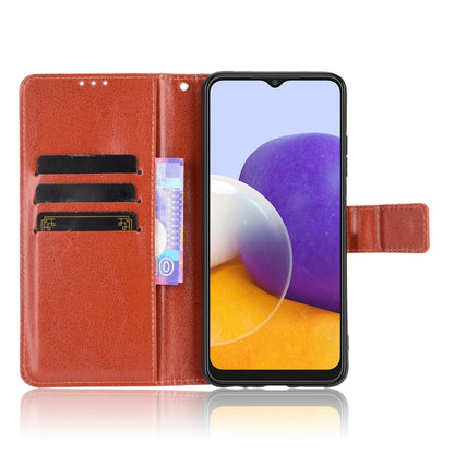 For Samsung Galaxy A22 5G Crazy Horse Texture Horizontal Flip Leather Case with Holder & Card Slots & Lanyard(Brown) by buy2fix