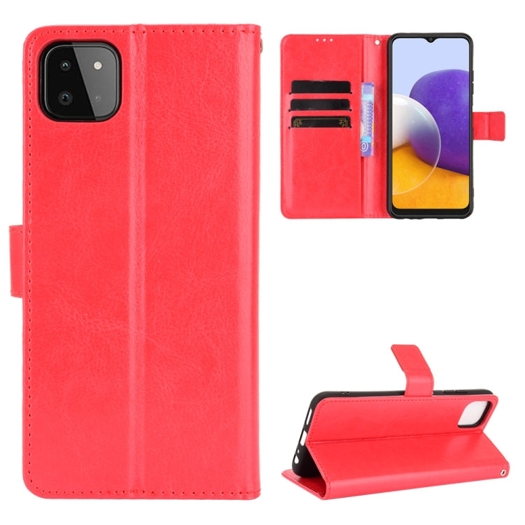 For Samsung Galaxy A22 5G Crazy Horse Texture Horizontal Flip Leather Case with Holder & Card Slots & Lanyard(Red) by buy2fix