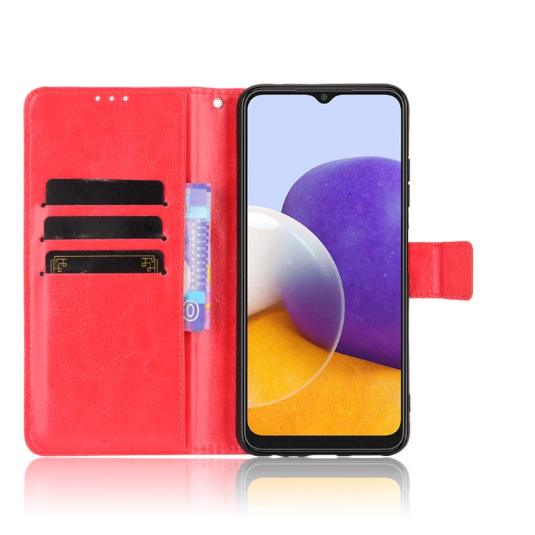 For Samsung Galaxy A22 5G Crazy Horse Texture Horizontal Flip Leather Case with Holder & Card Slots & Lanyard(Red) by buy2fix