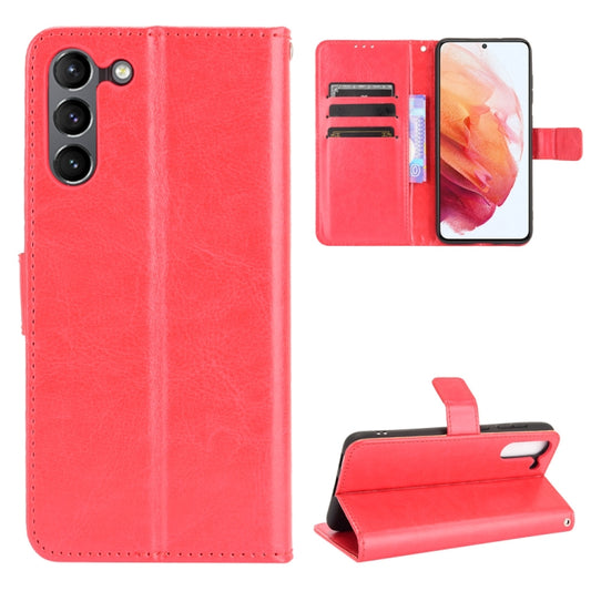For Samsung Galaxy S21 FE Crazy Horse Texture Horizontal Flip Leather Case with Holder & Card Slots & Lanyard(Red) by buy2fix