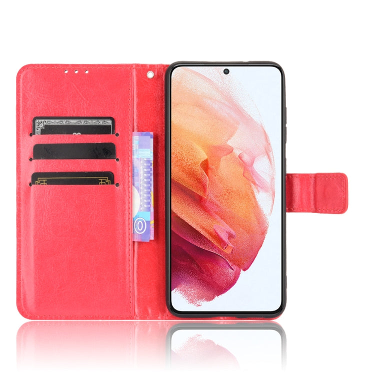 For Samsung Galaxy S21 FE Crazy Horse Texture Horizontal Flip Leather Case with Holder & Card Slots & Lanyard(Red) by buy2fix