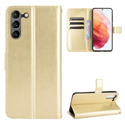 For Samsung Galaxy S21 FE Crazy Horse Texture Horizontal Flip Leather Case with Holder & Card Slots & Lanyard(Gold) by buy2fix
