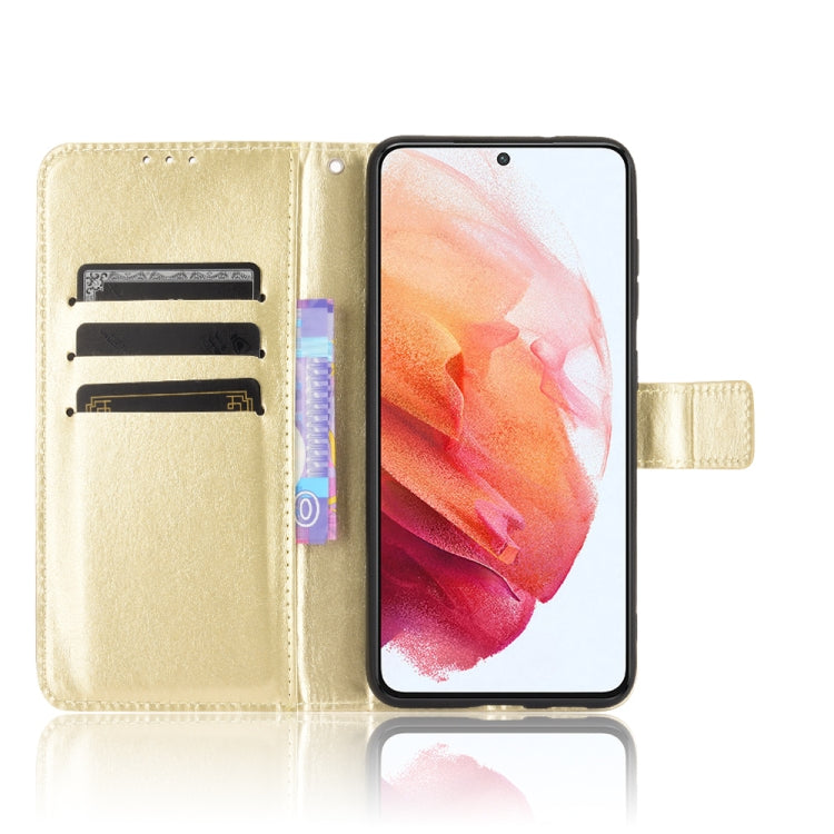 For Samsung Galaxy S21 FE Crazy Horse Texture Horizontal Flip Leather Case with Holder & Card Slots & Lanyard(Gold) by buy2fix
