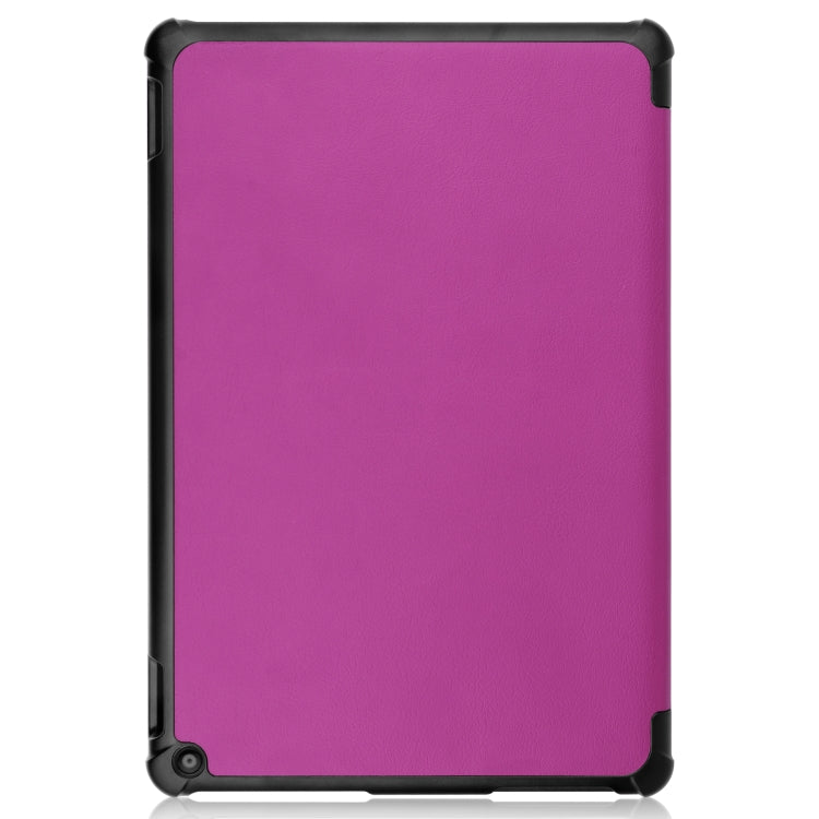 For Amazon Fire HD 10 (2021) Custer Texture Horizontal Flip Leather Case with Three-folding Holder & Sleep / Wake-up Function(Purple) - Amazon by buy2fix | Online Shopping UK | buy2fix