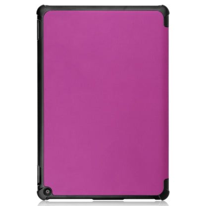 For Amazon Fire HD 10 (2021) Custer Texture Horizontal Flip Leather Case with Three-folding Holder & Sleep / Wake-up Function(Purple) - Amazon by buy2fix | Online Shopping UK | buy2fix